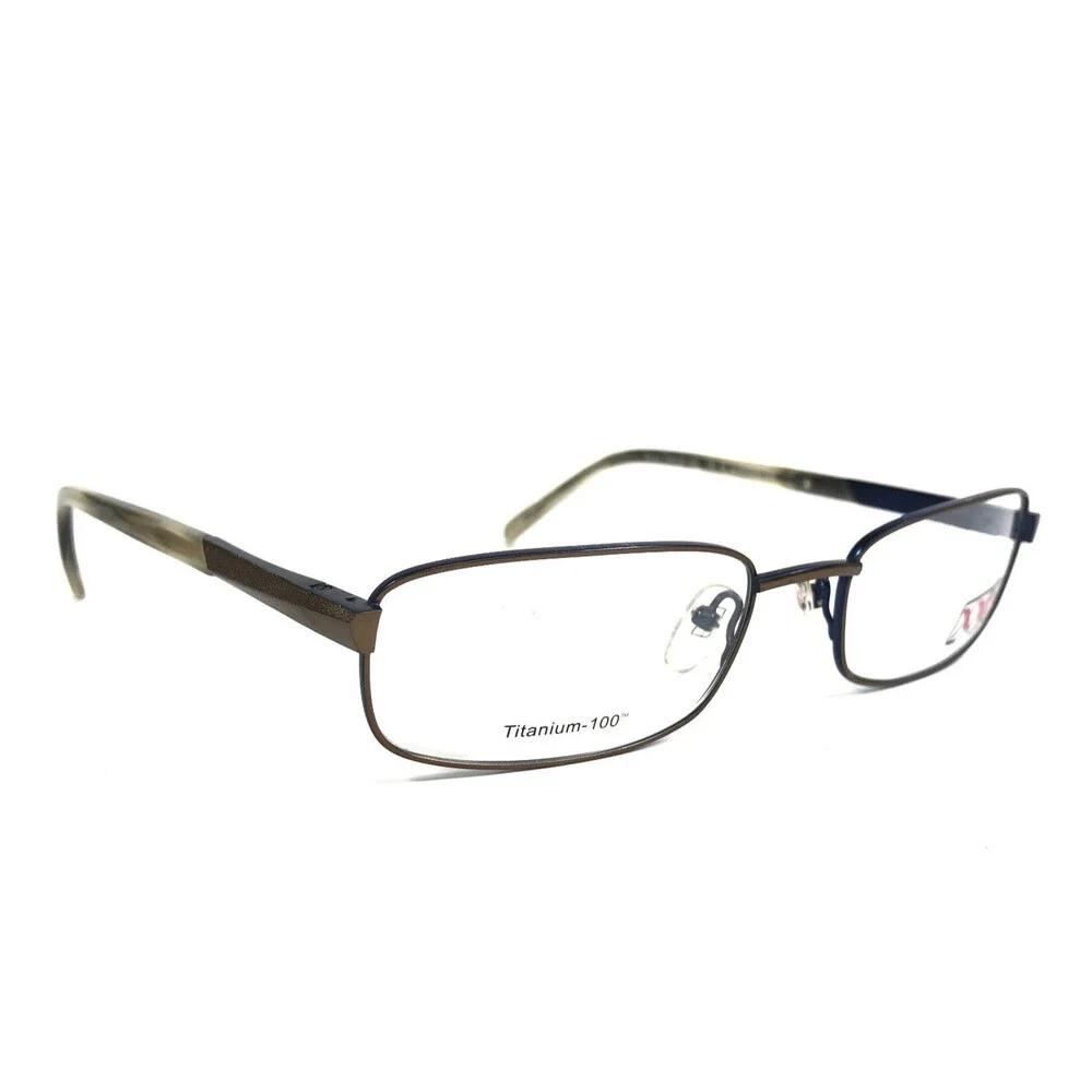 XXL Ti Series Eyeglasses Frames Riptide Brown Blue Titanium Rectangle 58-20-145